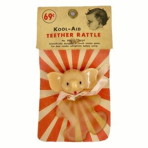 Vintage 1940’s Kool-Aid Tinkle Toy Elephant Binky Teether Rattle No. 2952